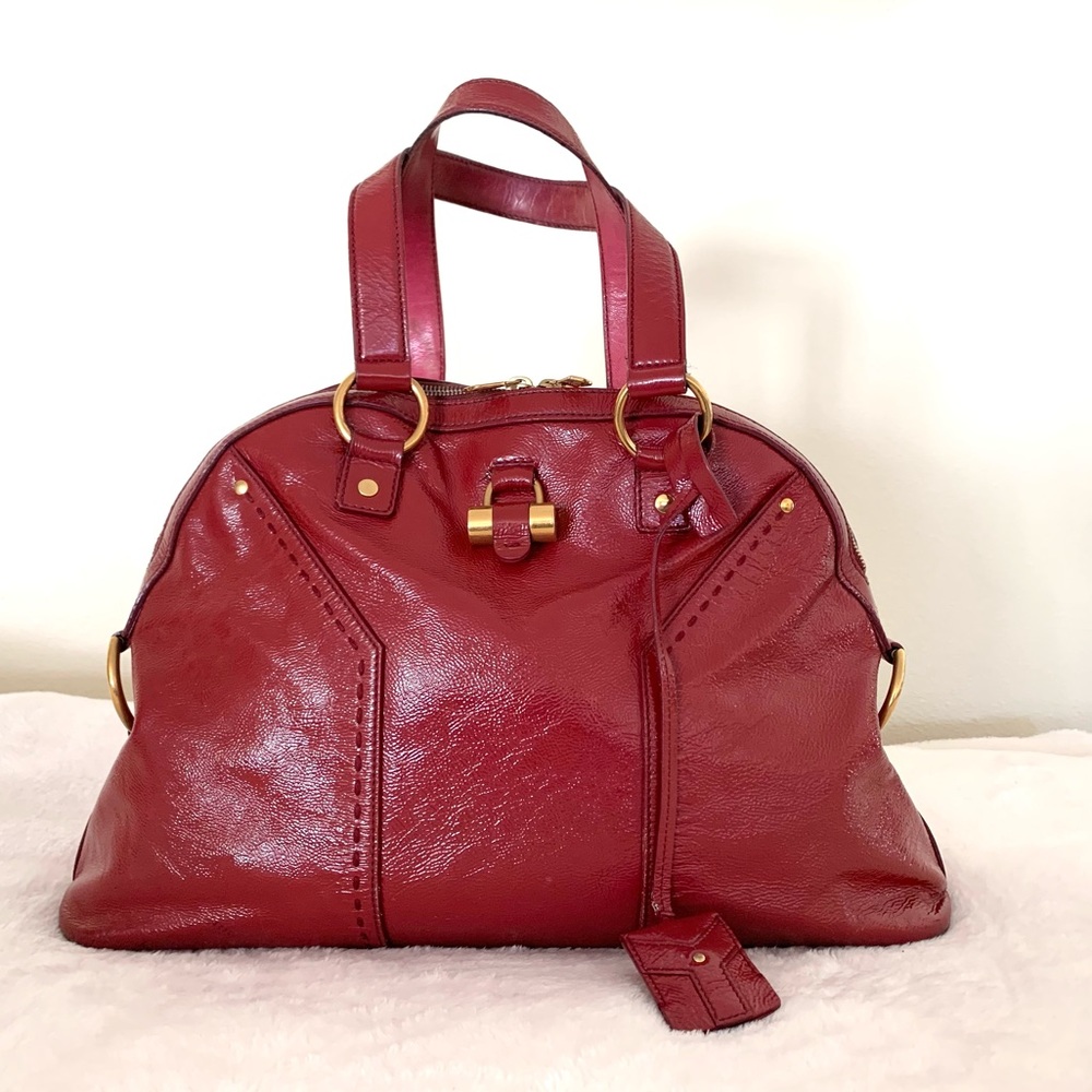 AUTHENTIC Saint Laurent YSL MusePinkPatentLargeBag